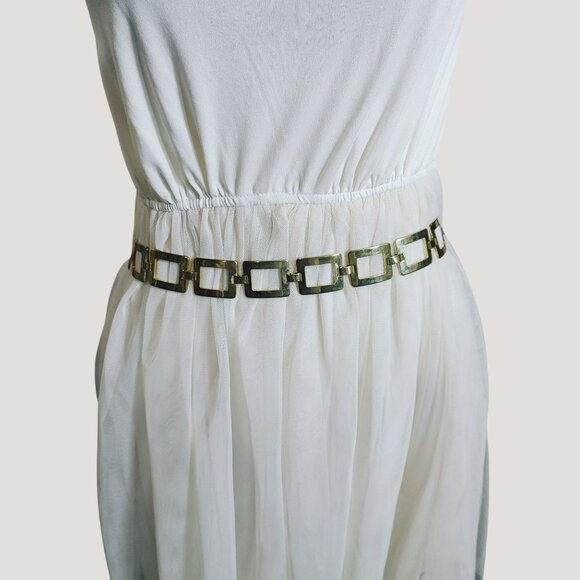 Gold Tone Chain Link Belt Vintage Versatile Adjustable Rectangle Design 1 Inch main image 4